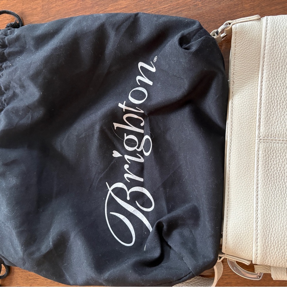 Brighton Collectibles Elegant Leather Cream Crossbody Bag   with Heart Accent - Picture 9 of 9